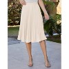 Women High Elastic Waist Pleated Chiffon Skirt Midi Swing A-line Skirts Beige - 2 of 4