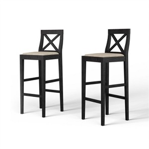 RISOKEYS Bar Chair Counter Height Stool - Vintage Kitchen Island Chair with Backrest, Padded Seat & Footrest for Home and Pub - Black - 1 of 4