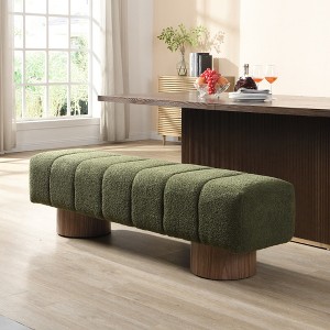 Lycvki Fabric Dining Bench No-Assembly End of Bed with Wood Leg - 1 of 4