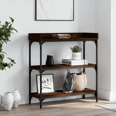 vidaXL Console Table with Shelves Brown Oak 29.5 in.x11.8 in.x31.5 in.