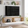HomeStock Future TV Unit Maze Pine-White UV Print 55 inches Floating Entertainment Center Console with Storage Shelves & Doors - 2 of 4