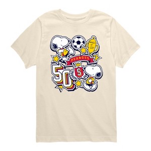 Boys' - Peanuts - Snoopy Soccer Stickers Short Sleeve Graphic T-Shirt - 1 of 4