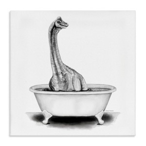 Stupell Industries 12"x12" Kids' Dinosaur Vintage Bathroom Tub Wall Art Unframed - 1 of 4