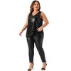 Agnes Orinda Women's Plus Size Sleeveless Front Sparkle Glitter Sequin V Neck Tank Top - 3 of 4