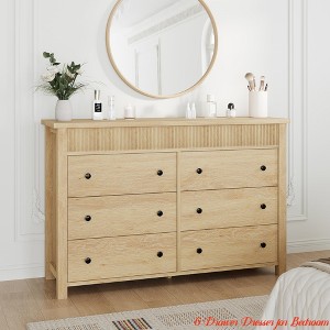 6/7 Drawer Dresser for Bedroom, Wooden Chest of Drawers, Fluted TV Stand, Storage Organizer for Living Room, Hallway and Entryway - 1 of 4