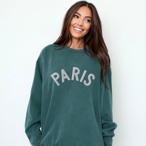 Simply Sage Market Embroidered Paris Arched Garment Dyed Sweatshirt - 1 of 4
