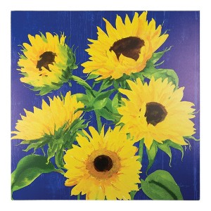 24 x 24 Inch Decorative Blue Sunflower Canvas Art by Manual Woodworkers and Weavers - 1 of 3