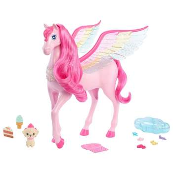 Barbie A Touch of Magic Pegasus Winged Horse and Puppy Dog Toy and Various Accessories, Lights and Sounds, and Sparkle Cloud Storage Case, Pink