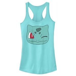 Juniors Womens Pokemon Bulbasaur Wink Face Racerback Tank Top - 1 of 4