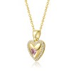 Guili Sterling Silver Necklace with 14K Gold Plating and Pink Cubic Zirconia Heart Pendant Offers a Romantic Touch with Soft, Elegant Sparkle - 2 of 2