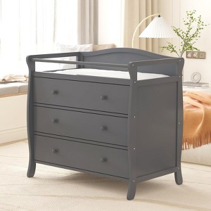 Baby Changing Table Dresser for Infants, 3-Drawer Changer Dresser with Removable Changing pad, Dresser with Changing Table Top, Dresser for Nursery - 1 of 4