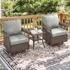 POCASSY High Back Outdoor Swivel Rocker Set of 2, Brown Wicker Furniture Swivel Chair with 5-Inch Wide Armrest and Thick Cushion for Porch - 3 of 4