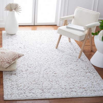 Ivory Rectangular Hand-Tufted Wool Area Rug 8' x 10'