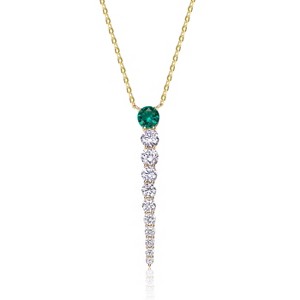 Guili 14K Gold-Plated Sterling Silver Necklace with CZ Icicle Journey Pendant in Red, Blue, or Green—Elegant, Stylish, and Perfect for Layering. - 1 of 3