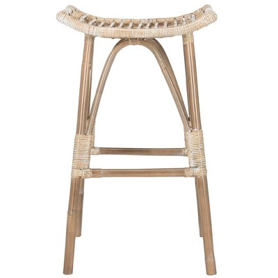 Leda Grey White Wash Rattan Saddle Bar Stool