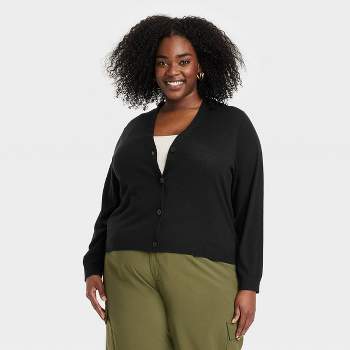 Women's Slouchy Button-front Cardigan - Wild Fable™ Black Xxl : Target