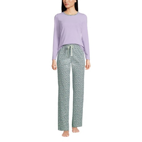 Lands' End Women's Tall Pajama Set Knit Long Sleeve T-Shirt and