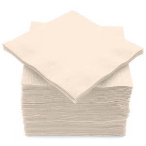 SparkSettings Ivory Beverage Napkins, 5” x 5” 2 Ply Paper Napkins, Pack of 100 - 1 of 4