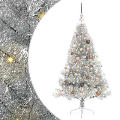 vidaXL Artificial Pre-lit Christmas Tree Silver 59.1" PET