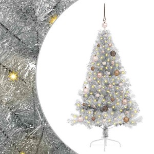 vidaXL Artificial Pre-lit Christmas Tree Silver 59.1" PET - 1 of 4