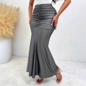 Women's High Waist Pleated Maxi Skirt with Elastic Waist - 1 of 4