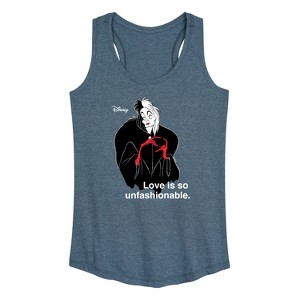 Women's - Disney Villains - Cruella De Vil Love Unfasionable Graphic Racerback Tank - 1 of 4