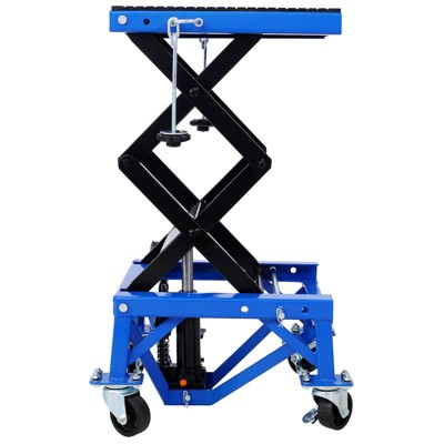 300 Lbs Hydraulic Motorcycle Lift Jack, Motorcycle Scissor Jack Secure Foot Lever, Motorcycle Lift Table with Wheels For Small Dirt Bikes