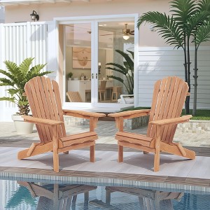 GDFStudio Hubery Classic Foldable Solid Wood Adirondack Chairs (Set of 2) - 1 of 4