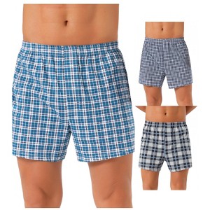INSPIRE CHIC Men's 3 Pack Elastic Waistband Plaid Printing Boxer Shorts - 1 of 4
