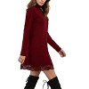 Women Knitting Turtleneck Long Sleeve Loose Lace Spliced Cotton Casual T Shirt Dress - 2 of 4