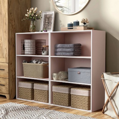 Light Pink 3-Tier Stackable Wood Kids Bookcase
