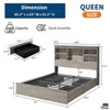 Jojoka Full/Queen Size Bed Frame with Bookcase Headboard, 4 Storage Drawers, Charging Station, Metal Support, No Box Spring Needed, Noise-Free - 2 of 4