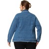 Agnes Orinda Women's Plus Size Classic Denim Frayed Washed Jean Jackets - 4 of 4