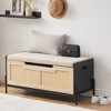 Wooden Look Storage Chest with Safety Hinge, Rattan Storage Trunk, Sturdy Storage Bench, Entryway Storage Bench, Toy Chest Organizer - 3 of 4
