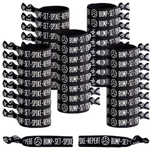 Blue Panda 50-Pack Volleyball Hair Ties for Girls, Accessories, Bracelets, Gifts for Team, "Bump - Set - Spike - Repeat" Bulk Pack (3.35x0.6 in) - 1 of 4