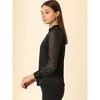 INSPIRE CHIC Women's Long Sleeve Keyhole Neck Sheer Satin Blouse Shirts - 4 of 4