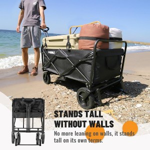 Folding wagon,the combination of 600D Oxford fabric and PVC material allows this folding wagon to support up to 220 lbs,black - 1 of 4