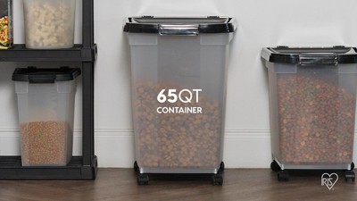 160 oz Clear & Black Airtight Pet Food Storage Container