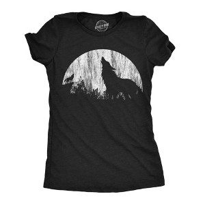 Womens Funny T Shirts Moon Wolves Novelty Graphic Tee For Ladies - Crazy Dog Women's T Shirt - 1 of 4