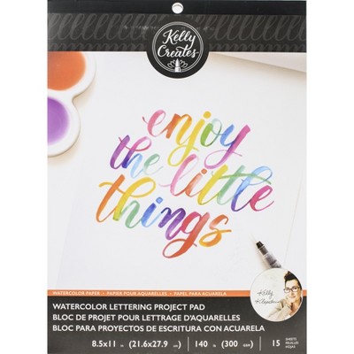 Kelly Creates Watercolor Brush Lettering Paper Pad 8.5"X11"-Blank Watercolor Paper - 15 Sheets