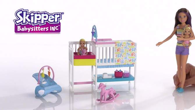 Barbie Skipper Babysitters Inc Nap &#39;n&#39; Nurture Nursery Dolls and Playset, 2 of 19, play video