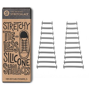 The Original Stretchlace No-Tie Silicone Elastic Shoelaces – Grey Tieless Shoe Laces (1 Set) - 1 of 4