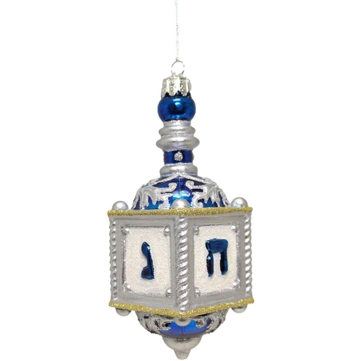 Kurt Adler Noble Gems Glass Ornament, Dreidel