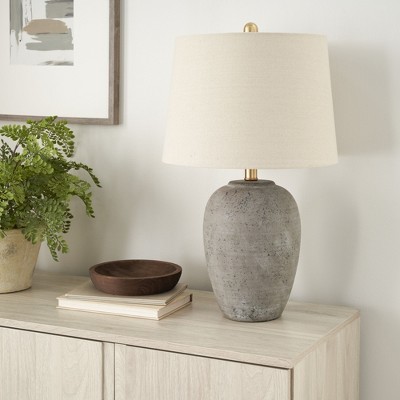 23" Farmhouse Ceramic Urn Pot Table Lamp - Nourison