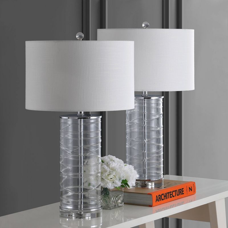 (Set of 2) 27.5" LED Glass Fused Cylinder Table Lamps - JONATHAN Y, 4 of 8