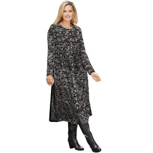 Woman Within Plus Size 21-Button Velour Dress - 1 of 4