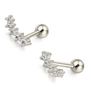 Graduated CZ Crawler Earrings for Women Sterling Silver 18G 8mm Cartilage Helix Upper Lobe Body Piercing Ginger Lyne - 1 of 4