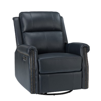 Kaietan Genuine Leather Power Rocking Recliner with Rolled Arms for Living Room and Office| ARTFUL LIVING DESIGN