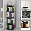 4-Tier 360¡ã Rotating Wooden Bookshelf Small Waterproof Corner Bookcase Narrow Organizer for Kids Bedroom Study, Black - 3 of 4