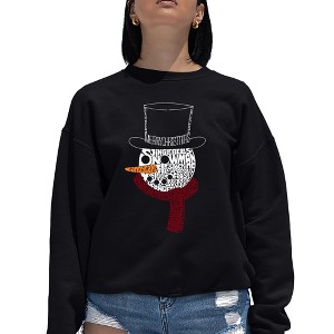 LA Pop Art Snowman Face - Women's Word Art Crewneck Sweatshirt - 1 of 4